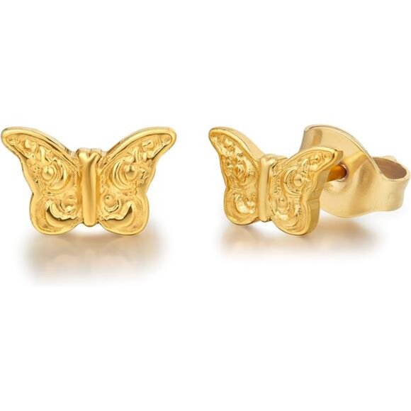 Titanium Butterfly Stud Earrings Hypoallergenic Pure Implant Grade for Sensitive - Picture 1 of 7